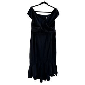 Grace Karin Black Ruffled Wrap Midi Dress